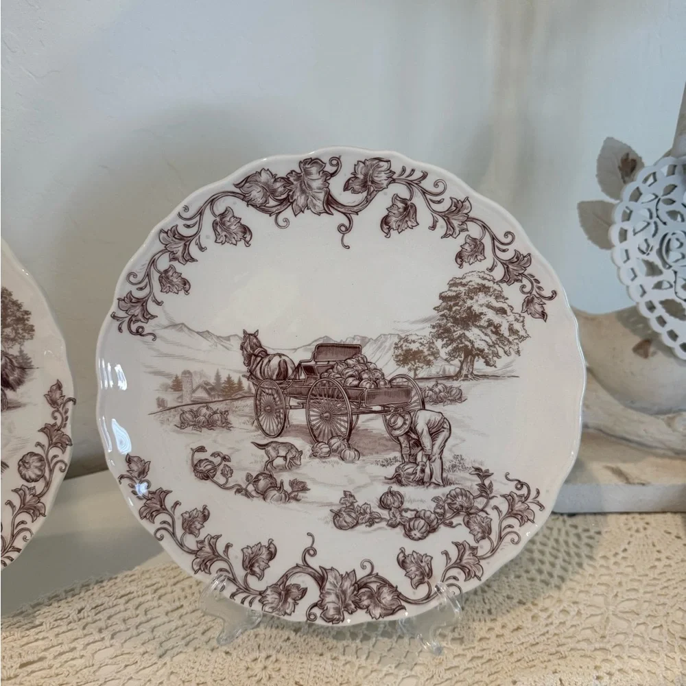 Pier 1 Harvest Village 9” Salad Plates – Set of 4, NIB